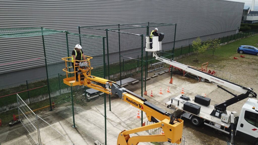 Zone de pratique nacelle/pemp chez Camira permettant l'évolution de 2 nacelles simultanément en sécurité