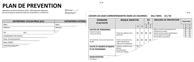 Extrait d'un plan de prévention