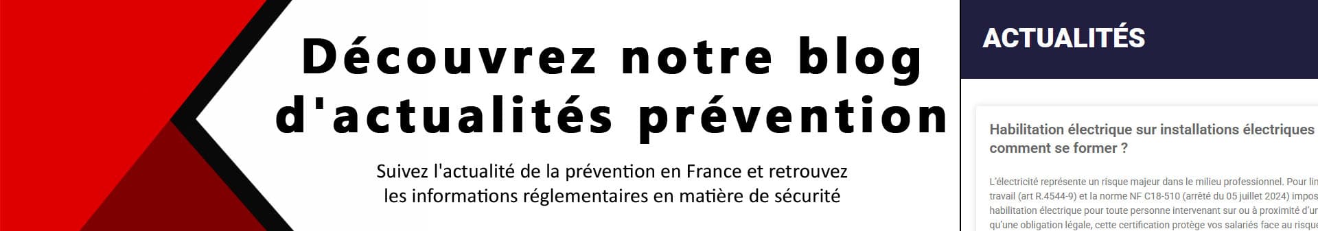 Bannière de présentation du blog d'actualité prévention Camira