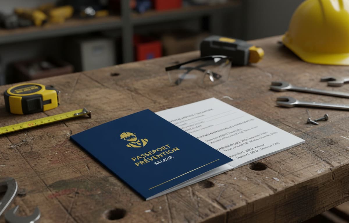 Un passeport prévention posé sur un établie regroupe l'ensemble des formations du salarié en santé et sécurité au travail